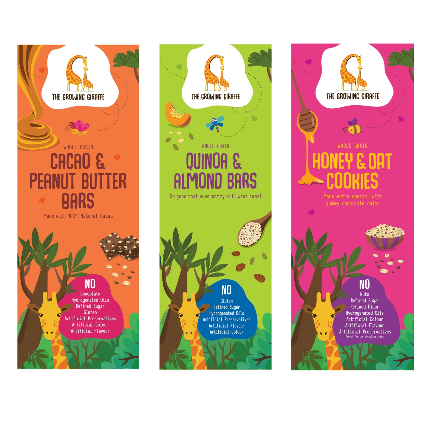 Cacao & Peanut Butter Bars + Quinoa & Almond Bars + Honey & Oat Cookies (200 GMS Each)