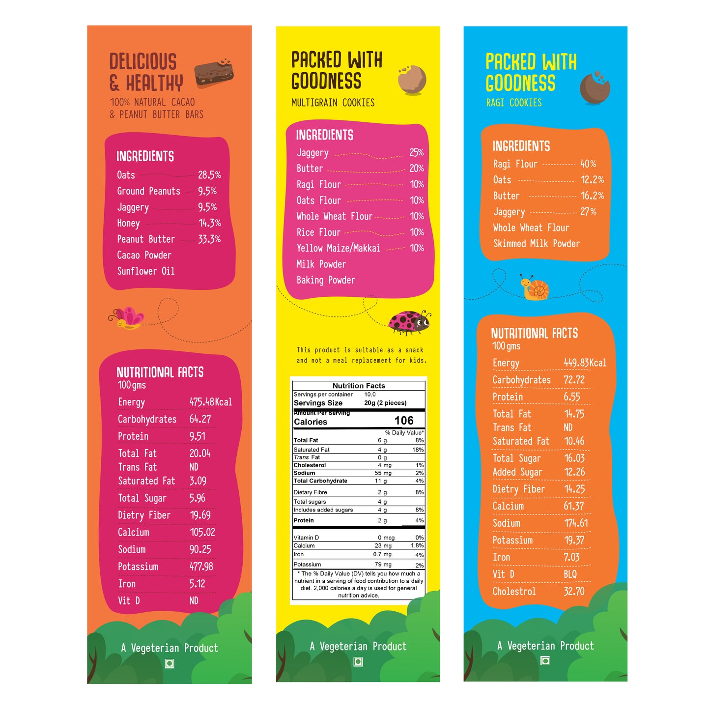 Cacao & Peanut Butter Bars + Multigrain Cookies + Ragi Cookies (200 GMS Each)