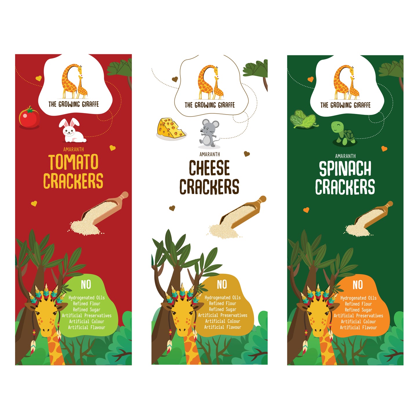 Tomato Amaranth Crackers + Cheese Amaranth Crackers + Spinach Amaranth Crackers (100 GMS Each)