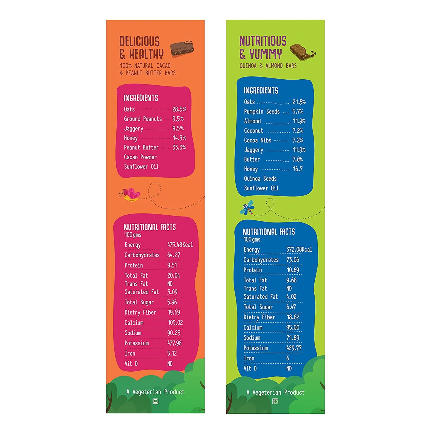 Cacao & Peanut Butter Bars + Quinoa & Almond Bars (200 GMS Each)