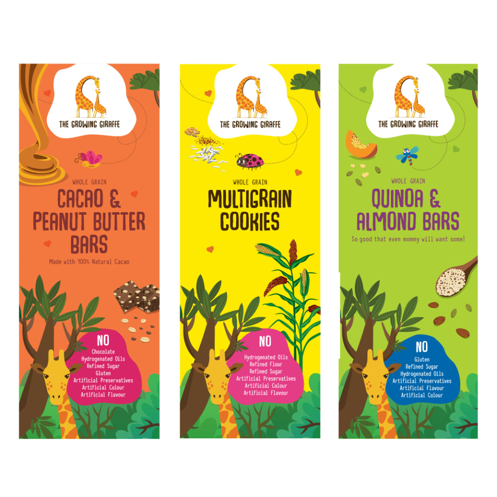Cacao & Peanut Butter Bars + Multigrain Cookies + Quinoa & Almond Bars (200 GMS Each)