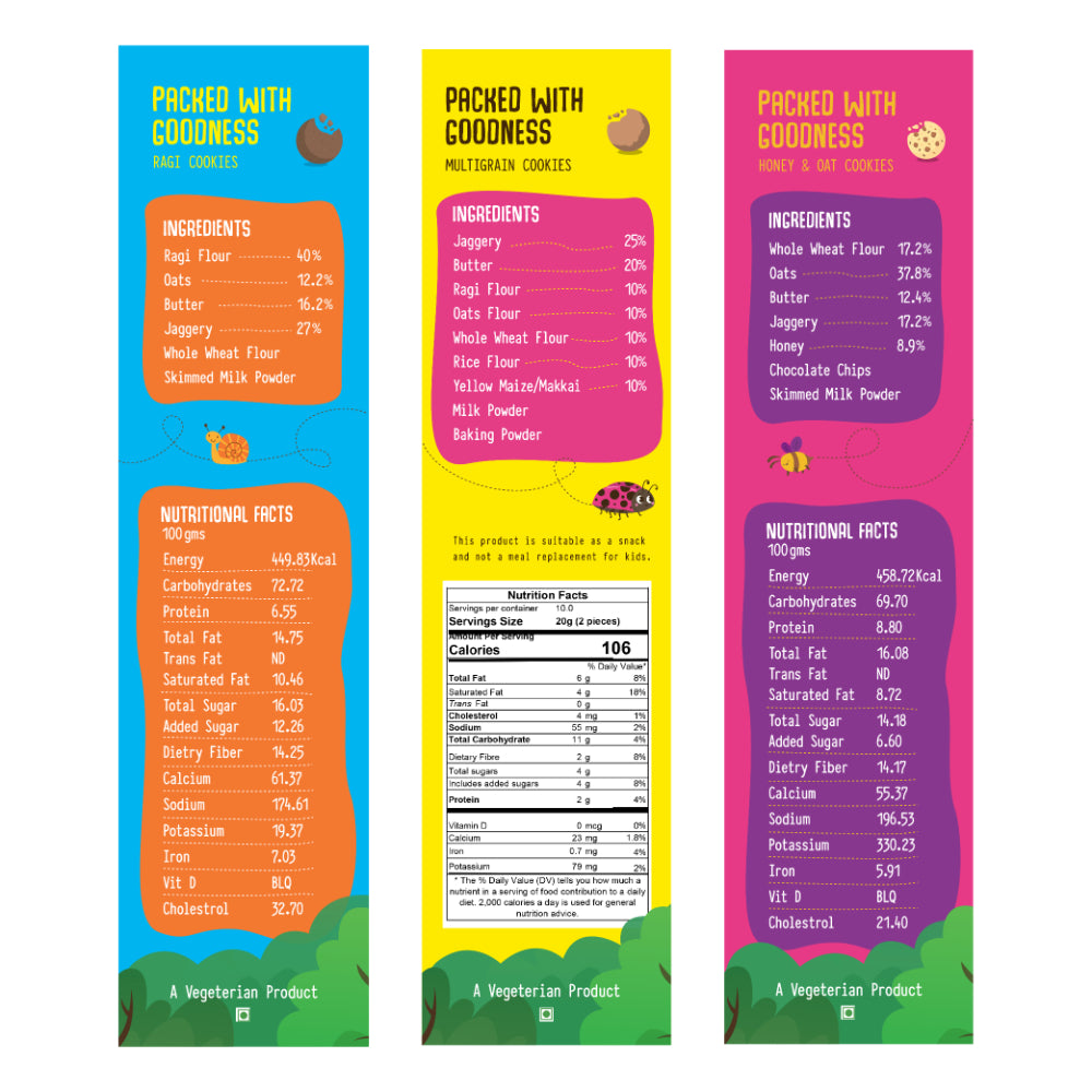 Ragi Cookies + Multigrain Cookies + Honey & Oat Cookies (200 GMS Each)