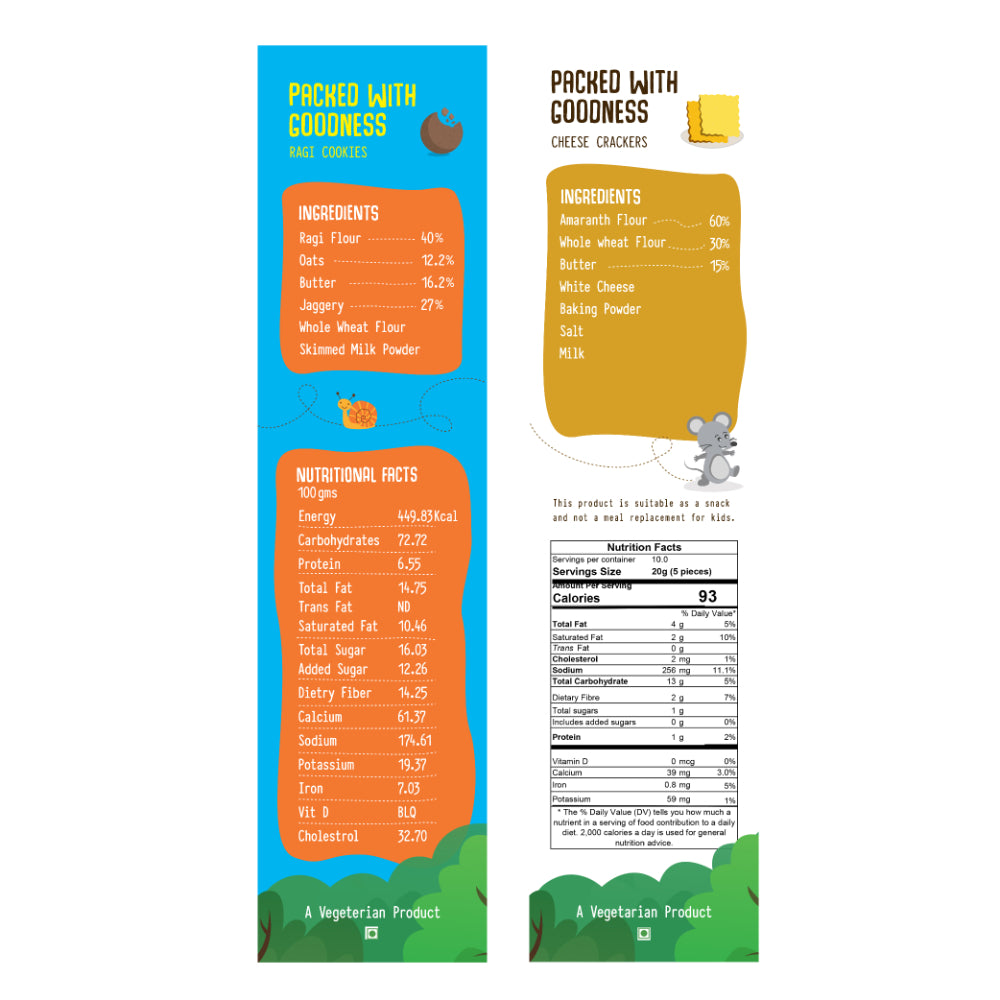 Ragi Cookies + Cheese Amaranth Crackers (Combo Packs)