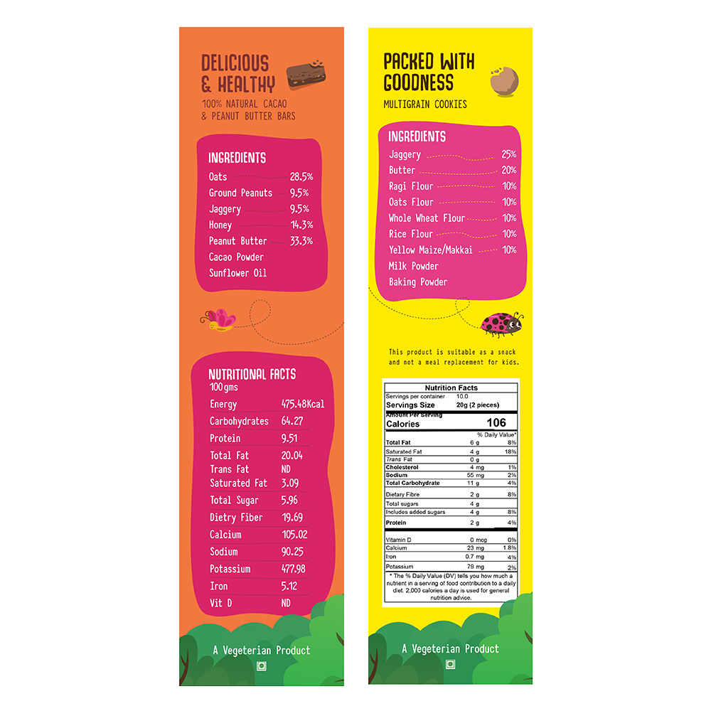Cacao & Peanut Butter Bars + Multigrain Cookies (160 +200 GMS Each)