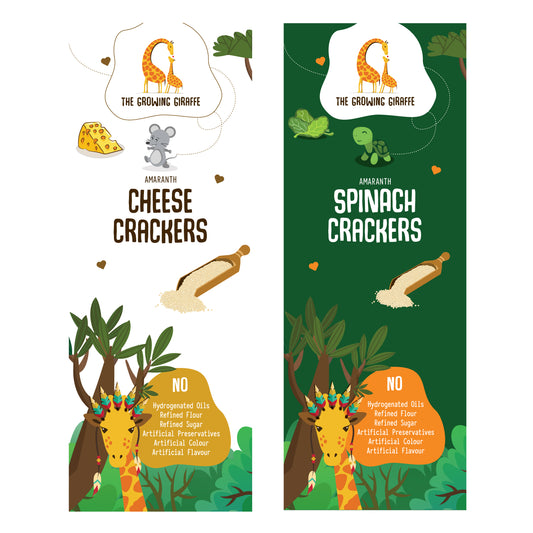 Cheese Amaranth Crackers + Spinach Amaranth Crackers (60 GMS Each)