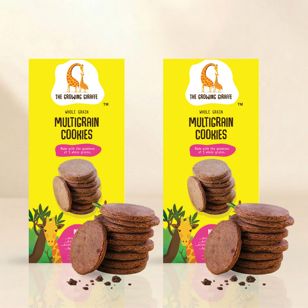 The Growing Giraffe Whole Grain Multigrain Cookies – Made with 5 Whole Grains | No Refined Sugar or Additives | Nut-Free Healthy Snack for Kids & Grown-Up Adults | Pack of 2